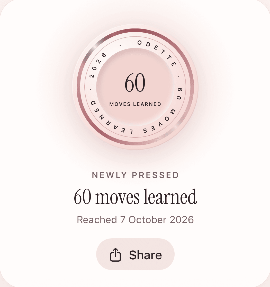 Newly pressed: a seal for 60 moves learned.