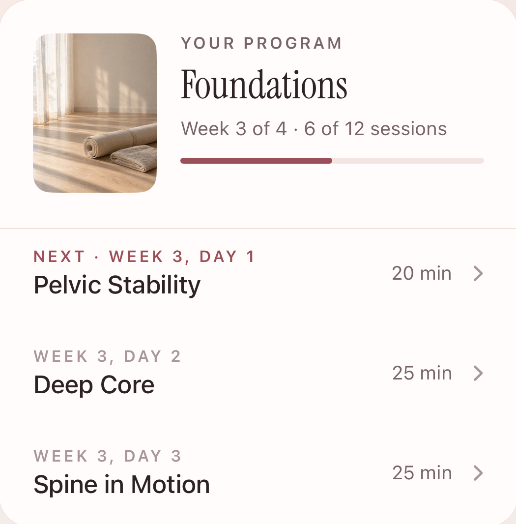 Your program: Foundations, week 3 of 4, with the next three classes.