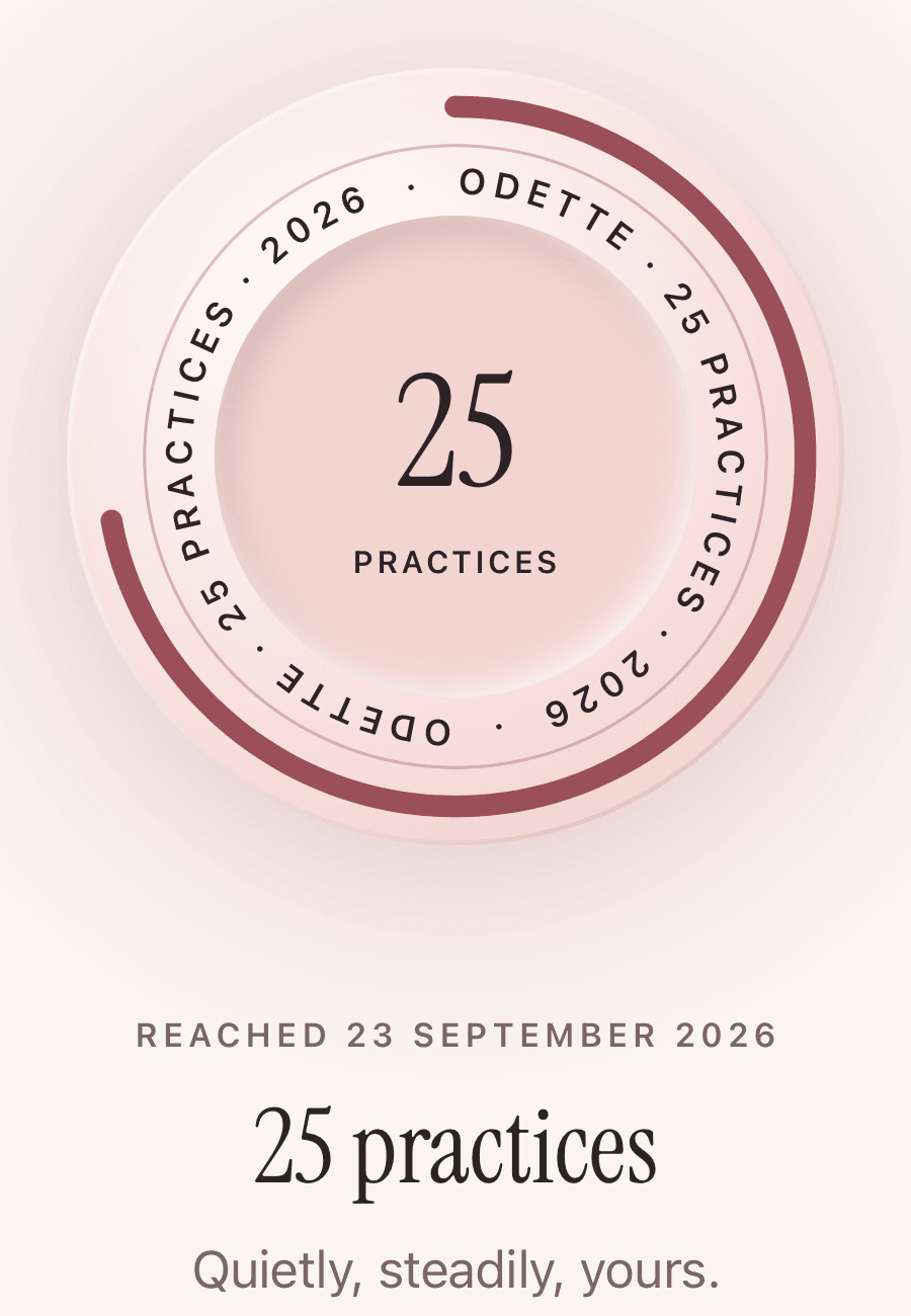 A pressed seal for 25 practices: quietly, steadily, yours.